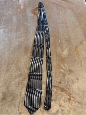 Beverly Hills Polo Club Black and Gray Striped Tie
